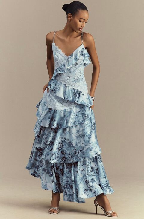 Anthropologie Dresses & Skirts - BHLDN Elora Sleeveless V-Neck Ruffle Lace Maxi Dress US 12